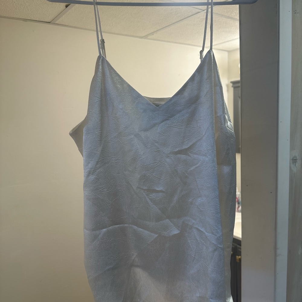 Elegant White Silk Spaghetti Strap Top